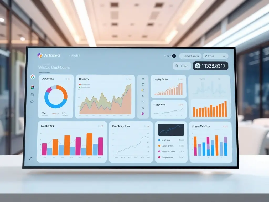 An image showing a digital dashboard with analytics and performance metrics, representing AetherCore's Digital Transformation service.